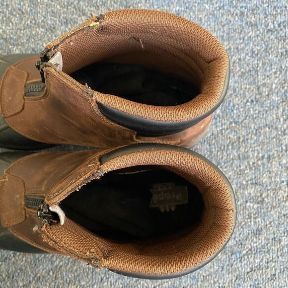 Propet Men 10.5 Thinsulate winter leather boots w/zip front flex traction brown - Picture 6 of 13